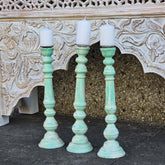 Indian Wooden Hand Carved Candle Holder Stand (Set of 2) 295